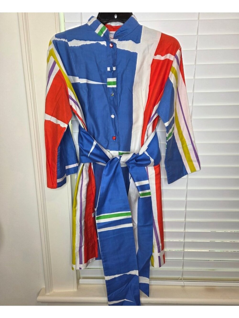 VTG Catherine Ogust Penthouse Gallery Abstract Block Tunic Dress  Belt Geometric
